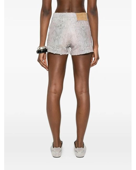 Haikure White Brit Snake Denim Shorts