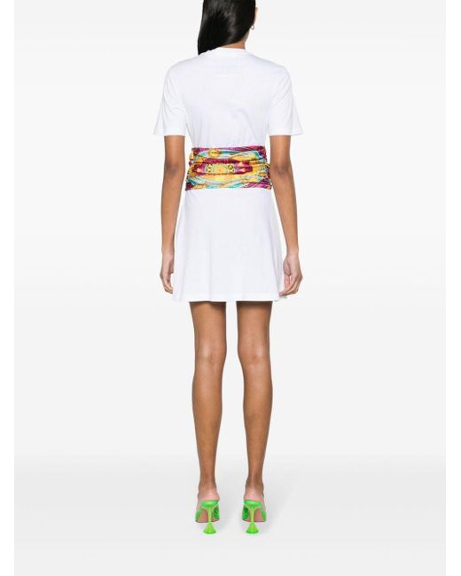 Moschino White Attached-scarf Cotton T-shirt Dress