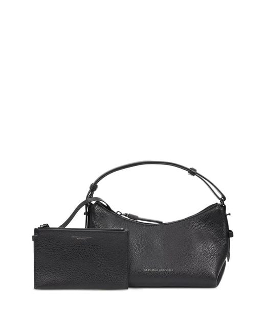 Brunello Cucinelli Black Grained-Leather Shoulder Bag for men