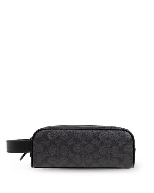 COACH Black Signature Canvas Travel Bag for men