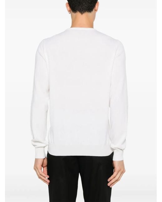 Fileria White Fine-Knit Cashmere Sweater for men