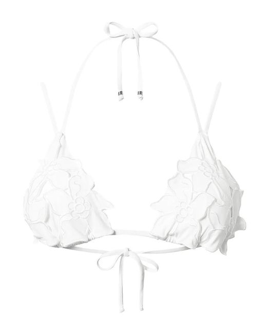 Twinset White Floral-Appliqué Triangle Bikini Top