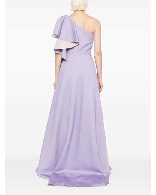 Saiid Kobeisy Purple Draped Flared Dress