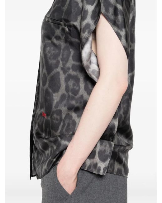 Stella McCartney Black Top mit Leoparden-Print