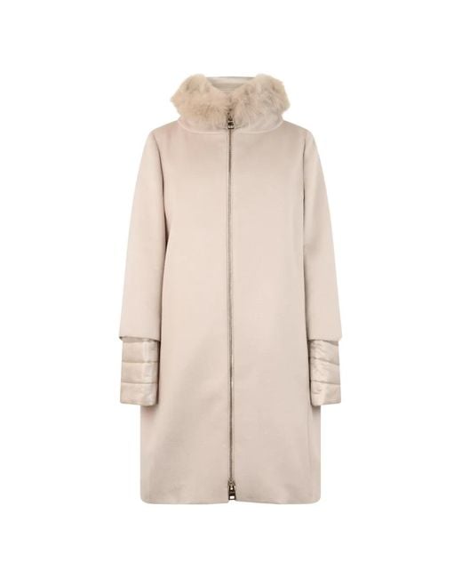 Herno Natural Fur-Trim Quilted-Cuff Jacket