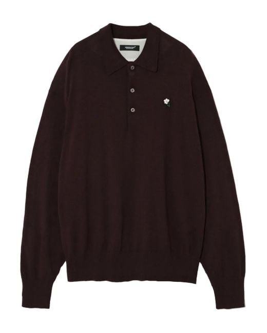Undercover Black Appliqué Flower Sweater for men