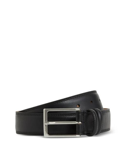 Boggi Black Twisted Leather Belt With Saddle Stitch for men