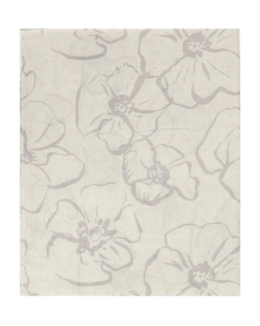 Pañuelo con estampado floral V73 de color Natural