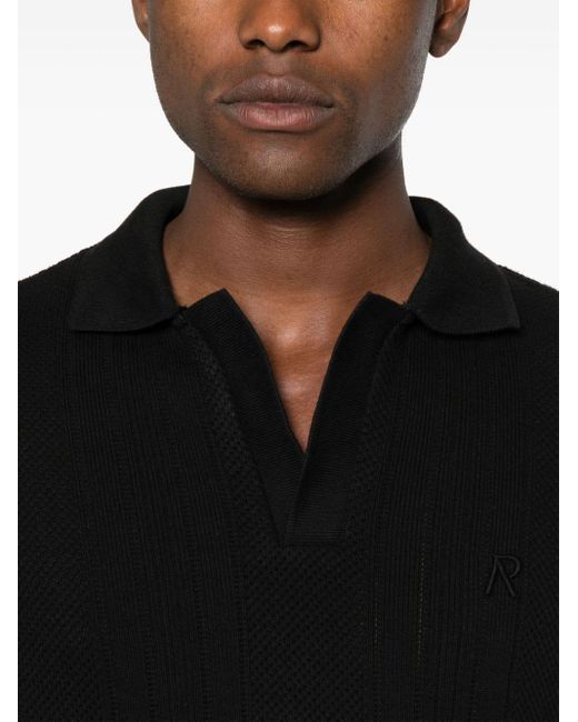 Represent Black Pointelle-knit Polo Shirt for men