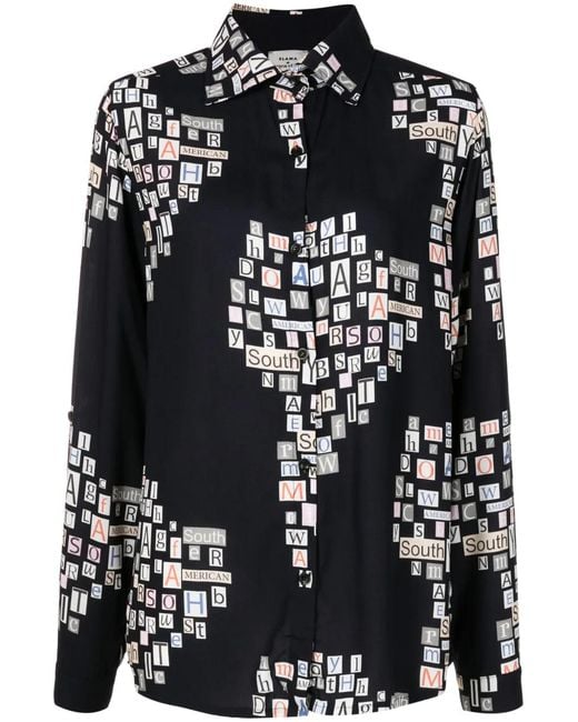 Amir Slama Black Graphic-Print Long-Sleeve Shirt