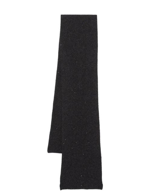 Fabiana Filippi Black Sequin-Embellished Wool-Blend Scarf