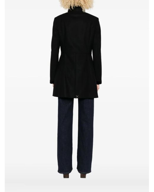 Fay Black Toggle-Fastening Single-Breasted Coat