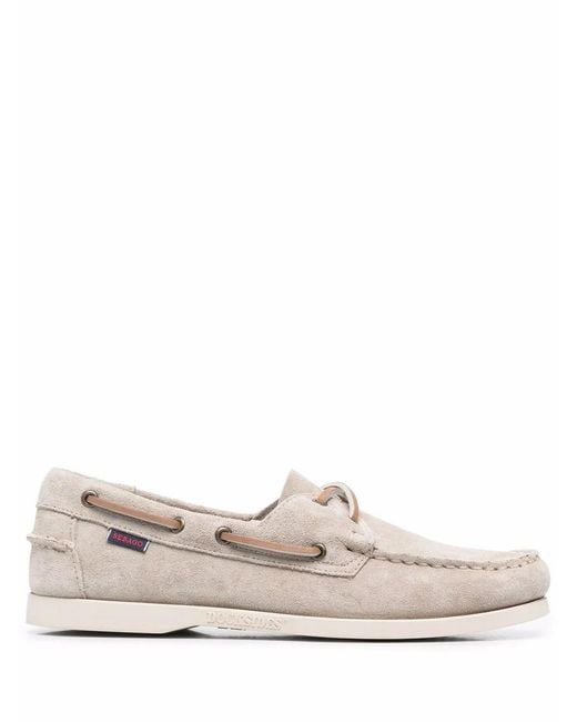 Sebago White Flat Shoes Brown for men