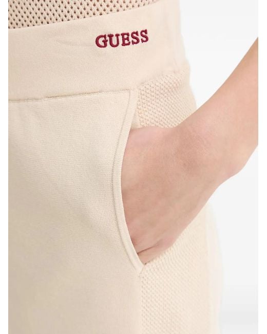 Guess Natural Drawstring Logo-Embroidered Shorts