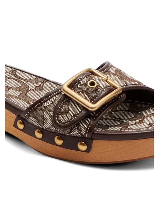 COACH White Margot Monogram Buckled Sandals