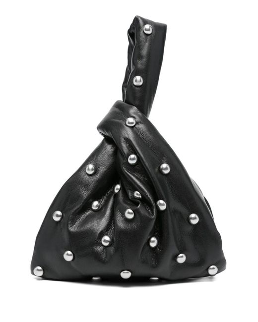Nanushka Black Small Knotted Stud-Embellished Clutch Bag