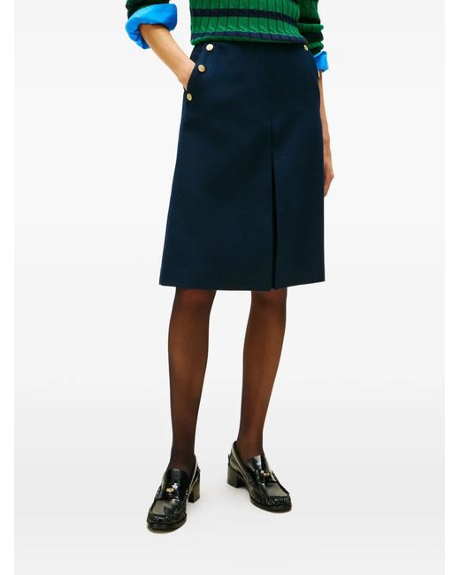 Tommy Hilfiger Blue Buttoned Midi A-Line Skirt