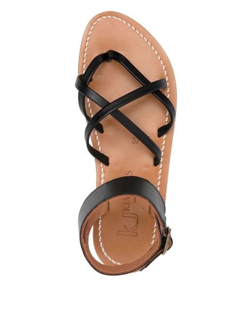 K. Jacques Black Leather Strappy Sandals