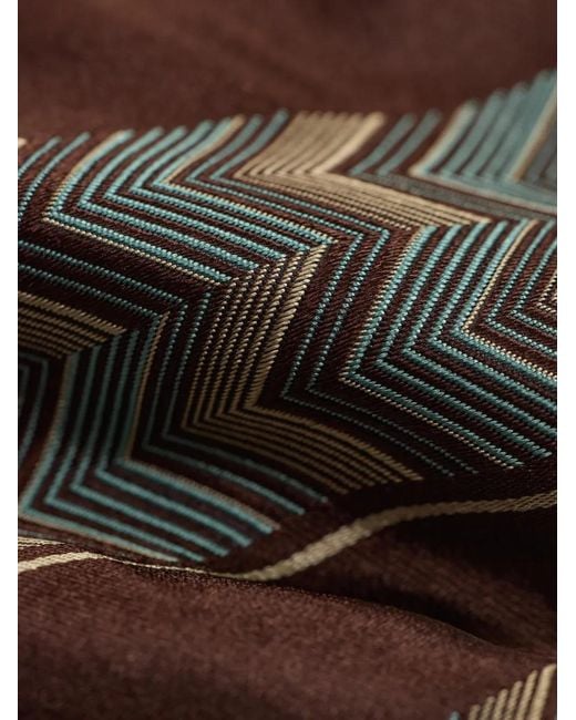 RRL Brown Chevron-Pattern Silk Tie for men