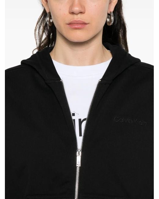 Calvin Klein Black Felpa Con Cappuccio E Zip