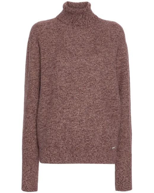 Kiton Brown Roll-Neck Speckle-Knit Jumper