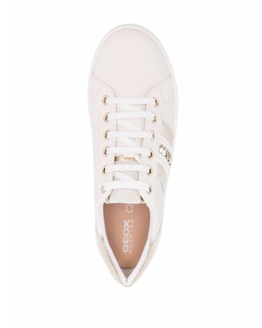 Geox White Skyely Leather Sneakers