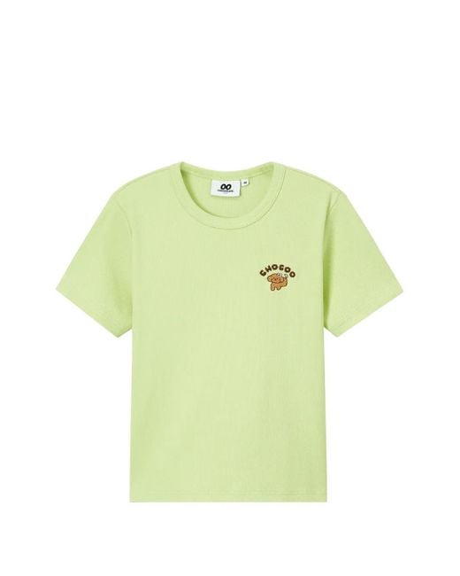 Chocoolate Green T-Shirt En Coton À Broderies