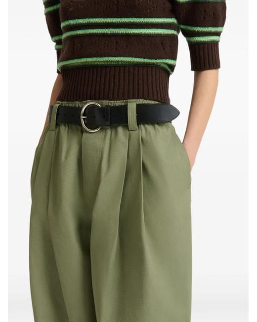 Marni Green Canvas Pants With Pleats