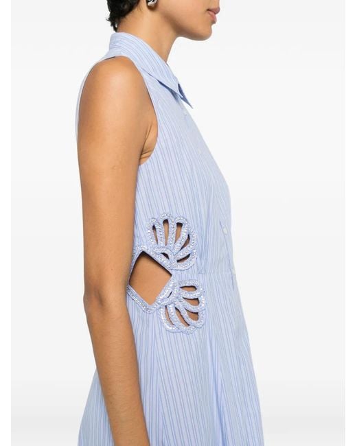 Sandro Blue Striped Cotton Midi Dress