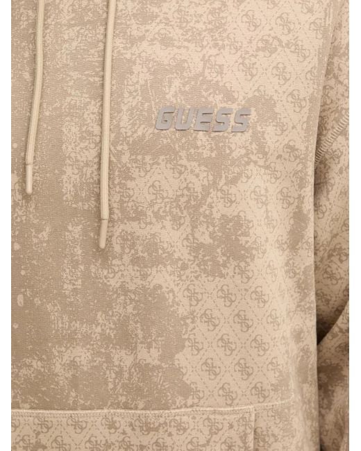 Felpa Con Cappuccio E Logo di Guess in Natural da Uomo