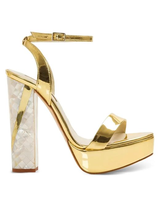 freya rose Metallic Tyra Block-Heel Sandals