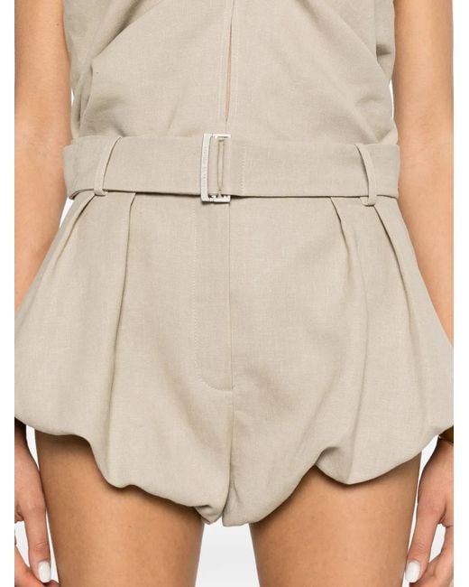 Magda Butrym Natural Belted Pleated Shorts