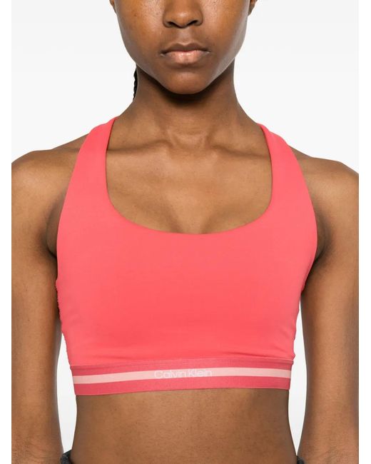 Calvin Klein Pink Racerback Striped Performance Top