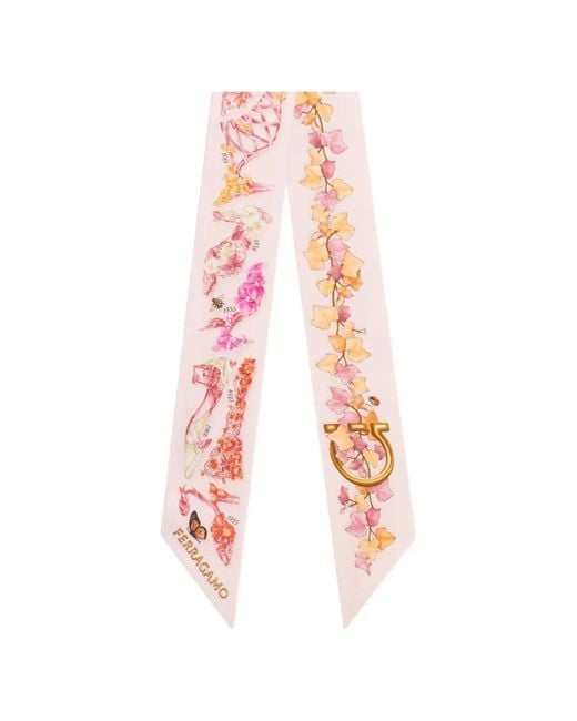 Ferragamo White Eden Shoes-Print Silk Mini Bandeau