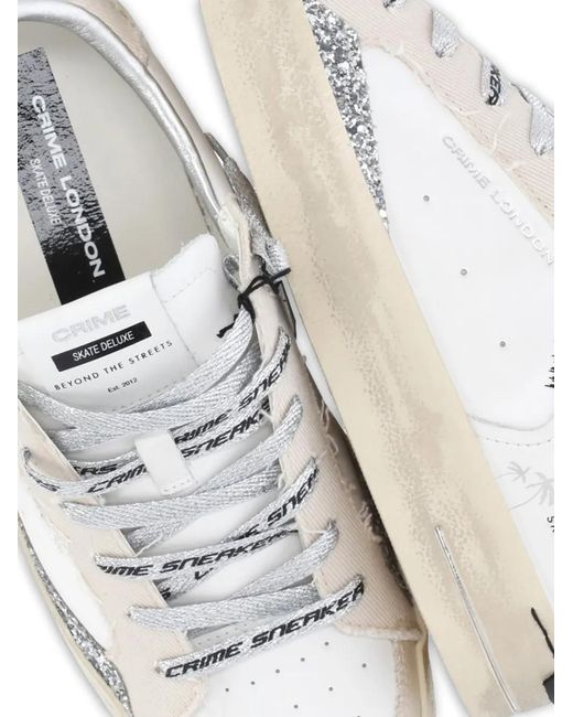 Crime London White Sk8 Deluxe Glitter Sneakers