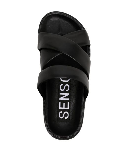Senso Black Nico Crossover-Strap Leather Sandals