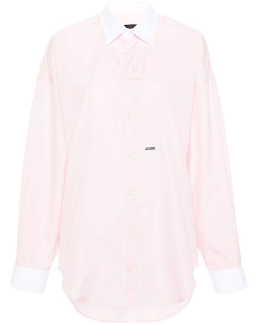 DSquared² Pink Contrasting-collar Cotton Shirt