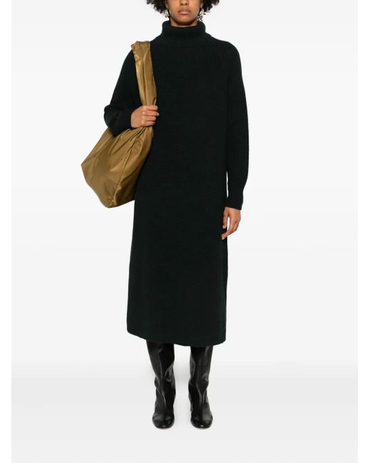 Marc O' Polo Black Turtleneck Raglan-Sleeve Midi Dress