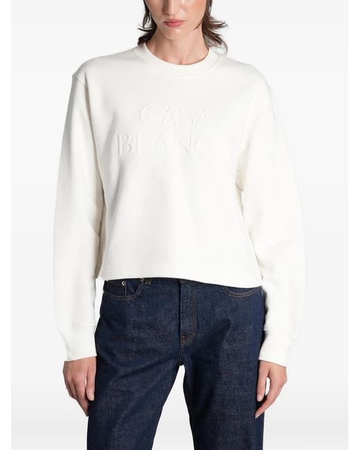 Casablanca White Logo-Embroidered Sweatshirt