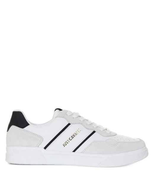 Just Cavalli White Logo-Lettering Sneakers for men