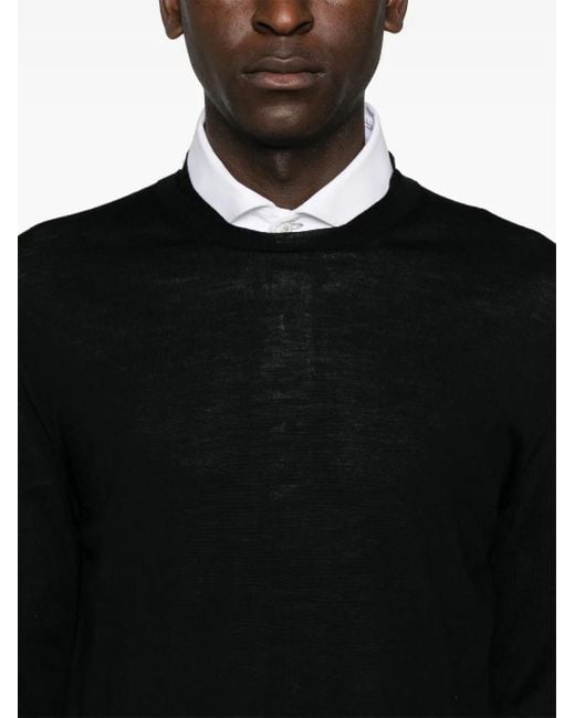 Low Brand Black Fine-Knit Sweater for men