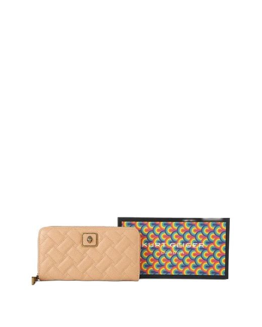 Kurt Geiger Natural Eagle-Plaque Quilted Wallet