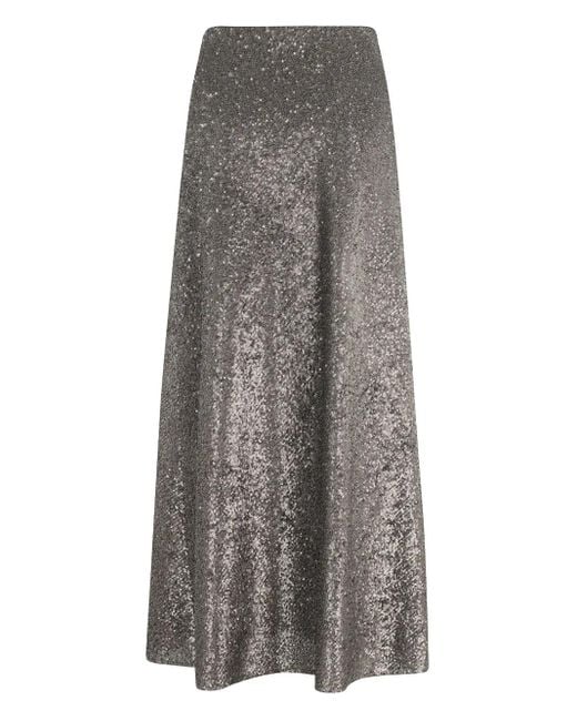 Herno Gray Sequinned A-Line Midi Skirt