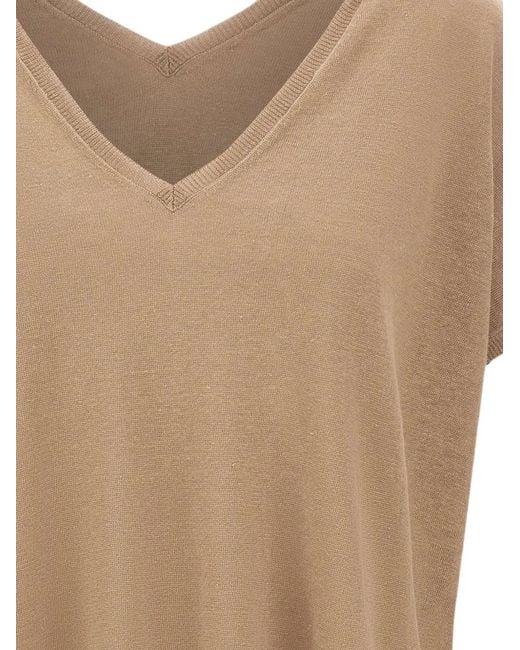 Kangra Natural V-Neck Short-Sleeve Top