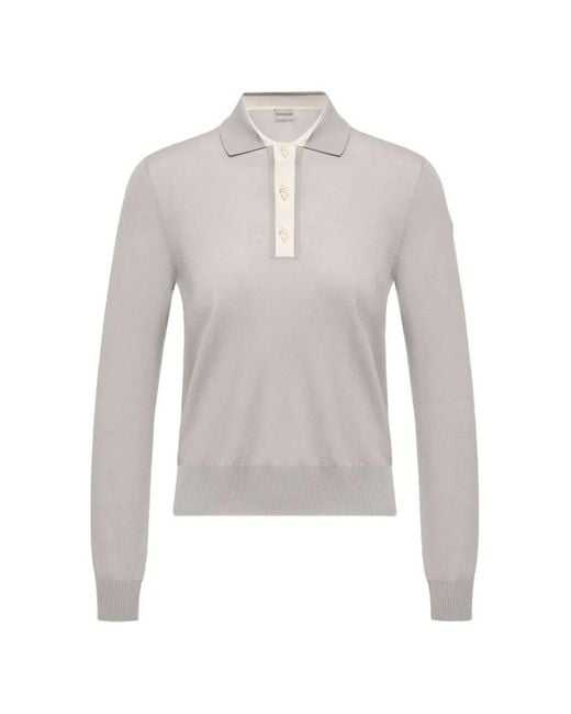 Moncler White Polo À Manches Longues