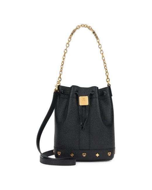 Borsa A Secchiello Mini Con Placca Logo di MCM in Black
