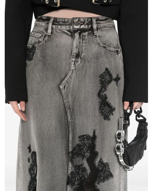 JNBY Denim Maxi-Rok Met Patchwork Van Kant in het Gray