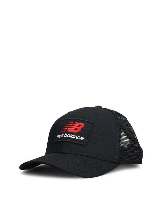 New Balance Black Stacked Patch Logo Trucker Cap