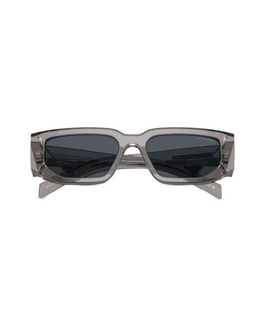 Prada Gray Triangle-Logo Rectangle-Frame Sunglasses for men