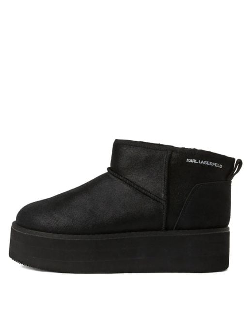 Karl Lagerfeld Black Platform Pull-On Boots